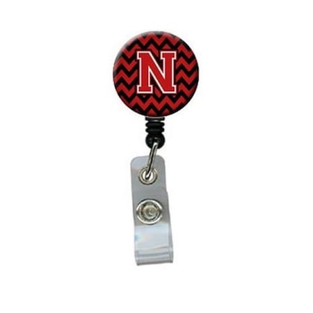 CAROLINES TREASURES Letter N Chevron Black and Red Retractable Badge Reel CJ1047-NBR